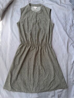 Merona Olive Green and White Patterned Sleeveless Dress